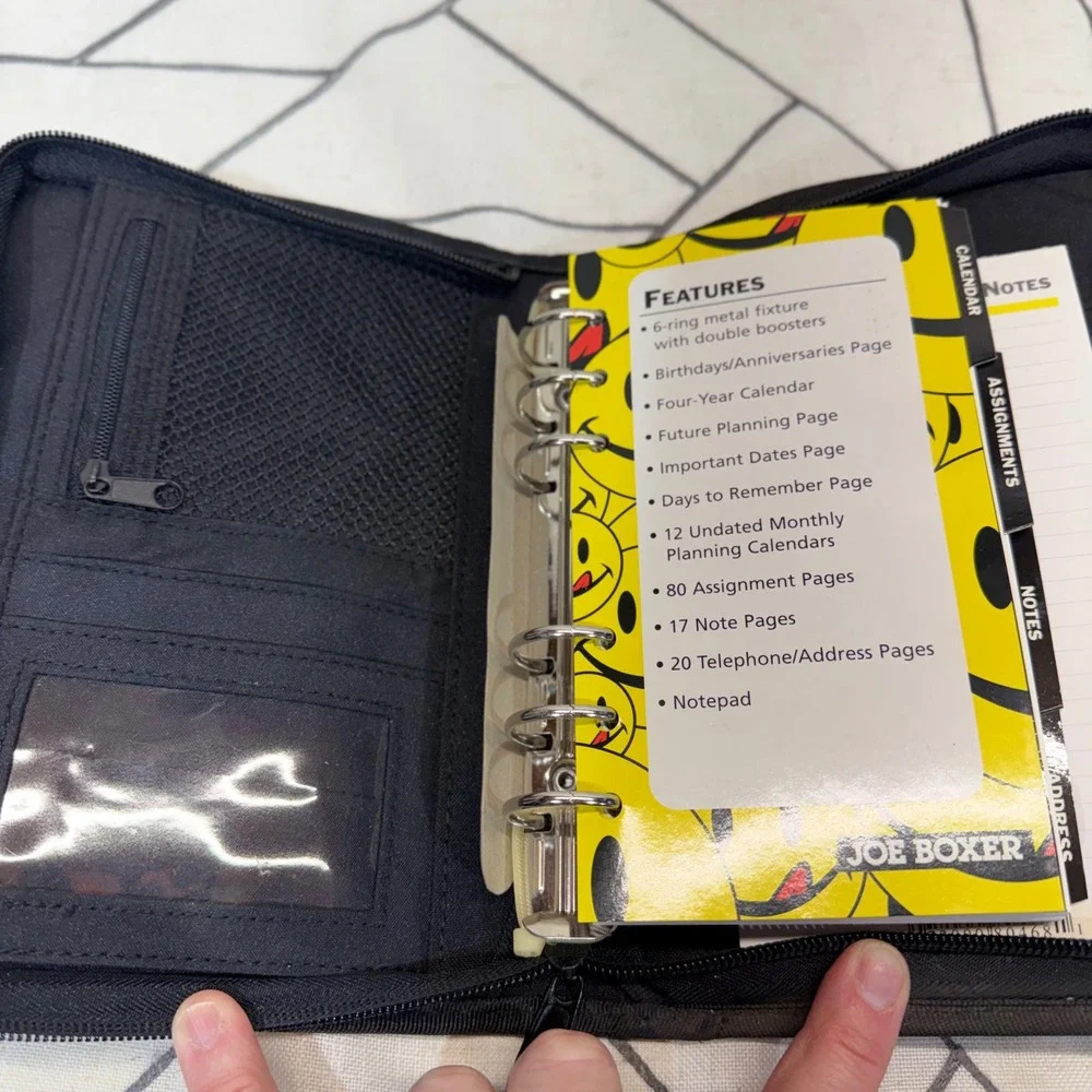 Joe Boxer VTG 2003 Planner Organizer Undated Striped Y2K Smiley Face 6-Ring